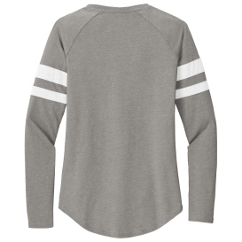 Sport-Tek LST6043 Ladies Halftime Stripe Long Sleeve V-Neck Tee - White/Vintage Heather