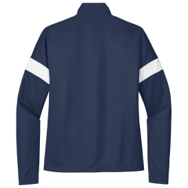 Sport-Tek LST800 Ladies Sport-Wick Fleece Full-Zip Jacket - True Navy/White