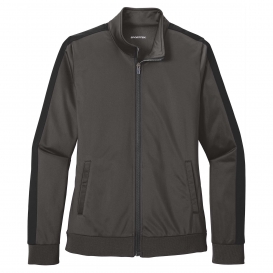 Sport-Tek LST94 Ladies Full-Zip Tricot Track Jacket - Graphite Grey/Black