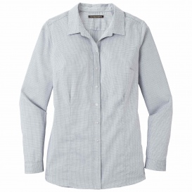 Port Authority LW645 Ladies Pincheck Easy Care Shirt - Gusty Grey/White