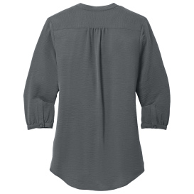 Port Authority LW713 Ladies 3/4-Sleeve Textured Crepe Tunic - Graphite
