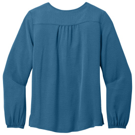 Port Authority LW714 Ladies Textured Crepe Tunic - Aegean Blue
