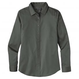 Port Authority LW808 Ladies Long Sleeve SuperPro React Twill Shirt - Storm Grey