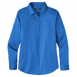 Port Authority LW808 Ladies Long Sleeve SuperPro React Twill Shirt - Strong Blue
