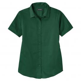 Port Authority LW809 Ladies Short Sleeve SuperPro React Twill Shirt - Dark Green