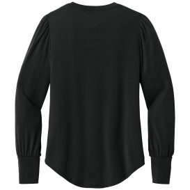 Mercer+Mettle MM1019 Ladies Stretch Jersey Long Sleeve Blouson Top - Deep Black