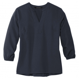 Mercer+Mettle MM2011 Women\'s Stretch Crepe 3/4-Sleeve Blouse - Night Navy