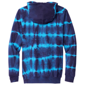 Port & Company PC143 Allover Stripe Tie-Dye Fleece - Turquoise/Team Navy