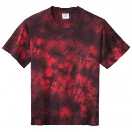 Port & Company PC145Y Youth Crystal Tie-Dye Tee - Black/Red