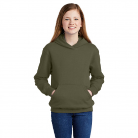 Port & Company PC78YH Youth Core Fleece Pullover Hooded Sweatshirt - Olive Drab Green
