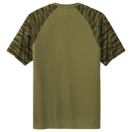 Sport-Tek ST376 Drift Camo Colorblock Tee - Olive Drab Green