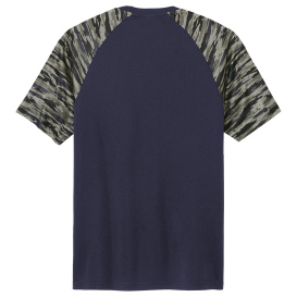 Sport-Tek ST376 Drift Camo Colorblock Tee - True Navy