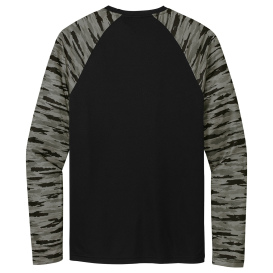 Sport-Tek ST376LS Drift Camo Colorblock Long Sleeve Tee - Black