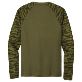 Sport-Tek ST376LS Drift Camo Colorblock Long Sleeve Tee - Olive Drab Green