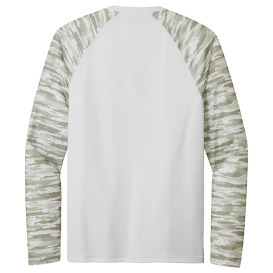Sport-Tek ST376LS Drift Camo Colorblock Long Sleeve Tee - White