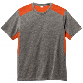 Sport-Tek ST410 PosiCharge Tri-Blend Wicking Draft Tee - Deep Orange/Dark Grey Heather
