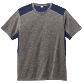 Sport-Tek ST410 PosiCharge Tri-Blend Wicking Draft Tee - True Navy/Dark Grey Heather
