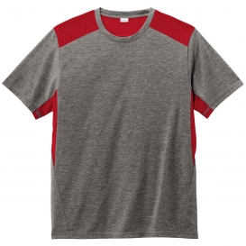 Sport-Tek ST410 PosiCharge Tri-Blend Wicking Draft Tee - True Red/Dark Grey Heather