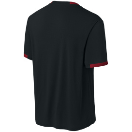 Sport-Tek ST440 Club Short Sleeve Crew - Black/Deep Red