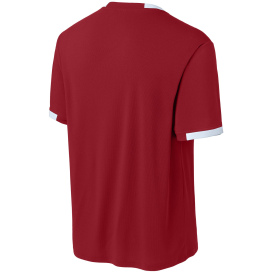 Sport-Tek ST440 Club Short Sleeve Crew - Deep Red/White
