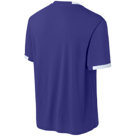 Sport-Tek ST440 Club Short Sleeve Crew - Purple/White