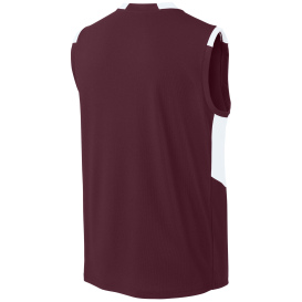 Sport-Tek ST441 Club Sleeveless V-Neck - Maroon/White