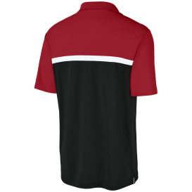 Sport-Tek ST741 UV Micropique Colorblock Polo - Deep Red/Black/White