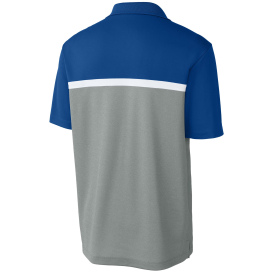Sport-Tek ST741 UV Micropique Colorblock Polo - True Royal/Gray Concrete Heather/White