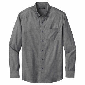 Port Authority W382 Long Sleeve Chambray Easy Care Shirt - Deep Black