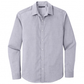 Port Authority W645 Pincheck Easy Care Shirt - Gusty Grey/White