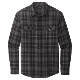 Port Authority W672 Long Sleeve Ombre Plaid Shirt - Deep Black