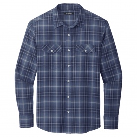 Port Authority W672 Long Sleeve Ombre Plaid Shirt - True Navy