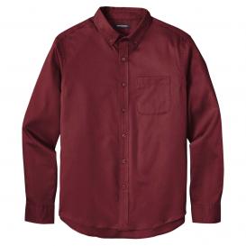 Port Authority W808 Long Sleeve SuperPro React Twill Shirt - Burgundy