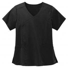 Wink WW4268 Women\'s Premiere Flex Mock Wrap Scrub Top - Black