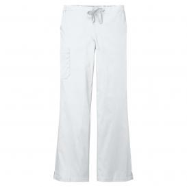 Wink WW4750P Women\'s Petite WorkFlex Flare Leg Cargo Pocket Scrub Pants - White