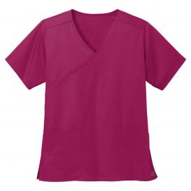 Wink WW4760 Women\'s WorkFlex Mock Wrap Scrub Top - Wine
