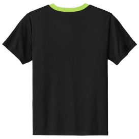 Sport-Tek YST100 Competitor United Crew - Black/Lime Shock