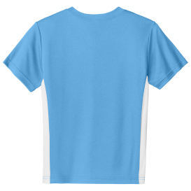 Sport-Tek YST101 Youth Competitor United V-Neck - Carolina Blue/White