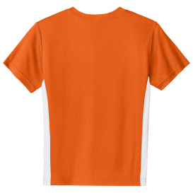 Sport-Tek YST101 Youth Competitor United V-Neck - Deep Orange/White