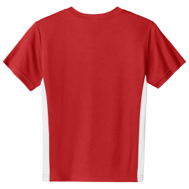 Sport-Tek YST101 Youth Competitor United V-Neck - Deep Red/White