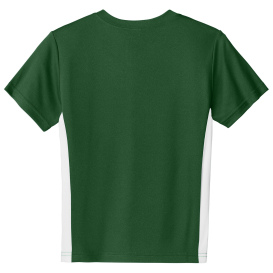 Sport-Tek YST101 Youth Competitor United V-Neck - Forest Green/White