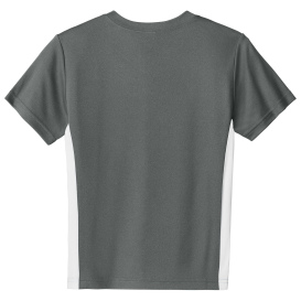 Sport-Tek YST101 Youth Competitor United V-Neck - Iron Grey/White