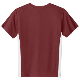 Sport-Tek YST101 Youth Competitor United V-Neck - Maroon/White