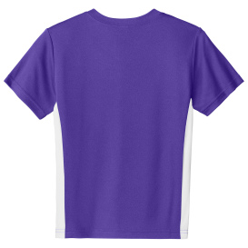 Sport-Tek YST101 Youth Competitor United V-Neck - Purple/White