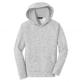 Sport-Tek YST225 Youth PosiCharge Electric Heather Fleece Hooded Pullover - Silver Electric