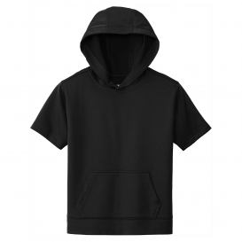 Sport-Tek YST251 Youth Sport-Wick Fleece Short Sleeve Hooded Pullover - Black