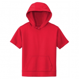 Sport-Tek YST251 Youth Sport-Wick Fleece Short Sleeve Hooded Pullover - Deep Red