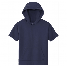 Sport-Tek YST251 Youth Sport-Wick Fleece Short Sleeve Hooded Pullover - Navy