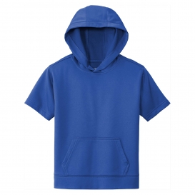 Sport-Tek YST251 Youth Sport-Wick Fleece Short Sleeve Hooded Pullover - True Royal