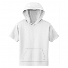 Sport-Tek YST251 Youth Sport-Wick Fleece Short Sleeve Hooded Pullover - White